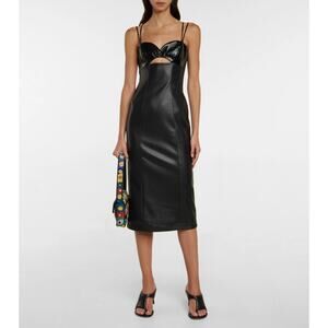 Staud Pencil Faux Leather Midi Dress Black - 0